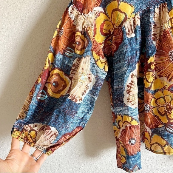 Bucketlist Floral Babydoll Flowy Blouse Boho Size L - Picture 7 of 9